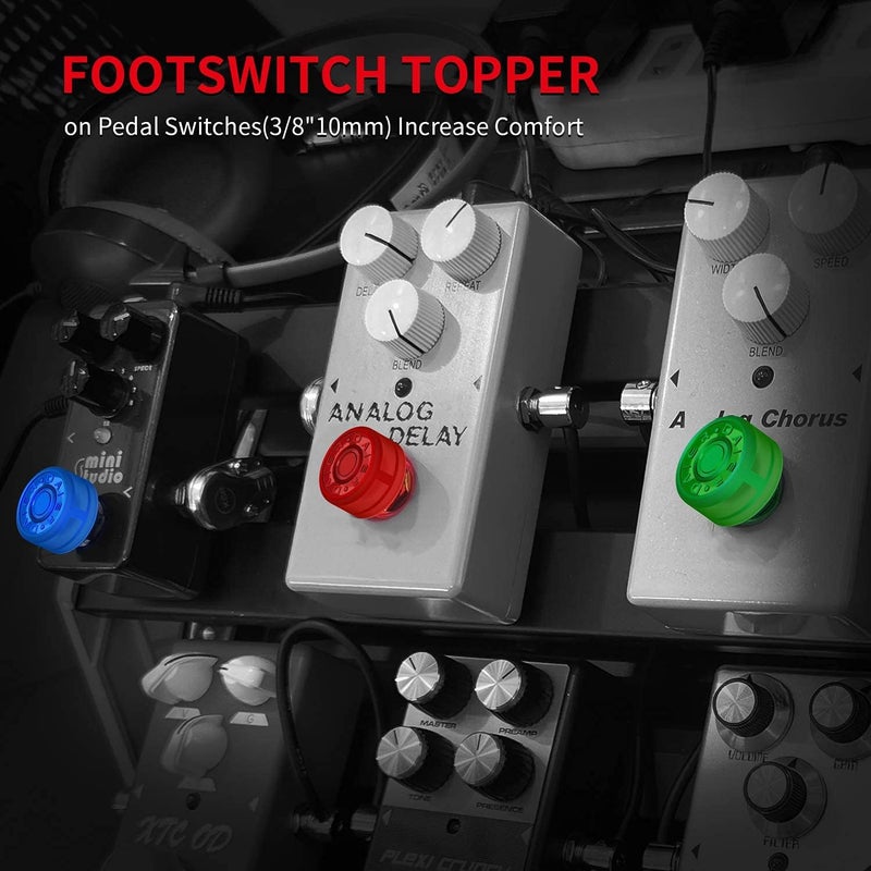 DAIERTEK Footswitch Pedal Buttons Glow in the dark, Guitar Effect Pedal Footswitch Topper 25mm Cap, Stomp Foot Switch Button Cover For 10mm Button Switch Red Green Blue -35pcs - Image 5